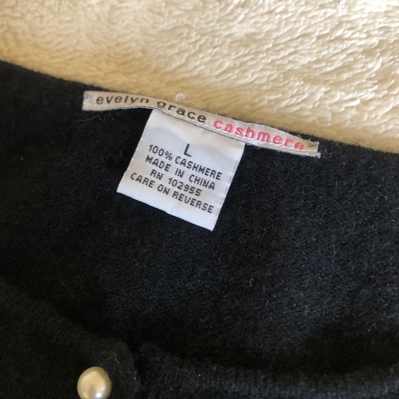 [SOLD] Cashmere Pearl Embellished Black Cardigan - Picture 4 of 5